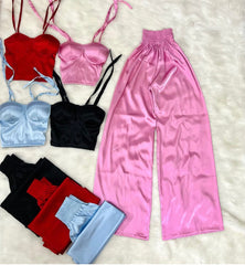 ( Silk black ,crop top cup ,Trouser)