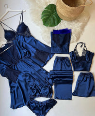 (Silk blue padded long cami , gown)
