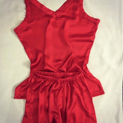 Plain red silk v neck