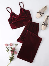 Maroon Velvet crop trouser