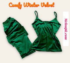 Bottle green Velvet crop trouser