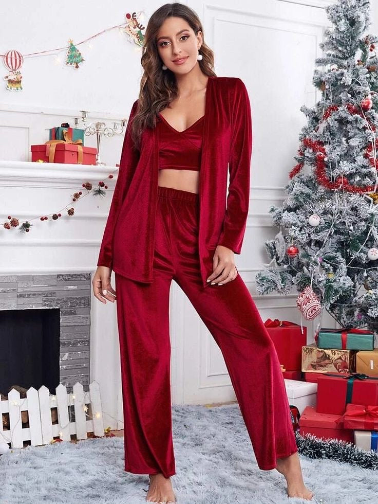 Maroon  velvet Gown, Cami Trouser velvet