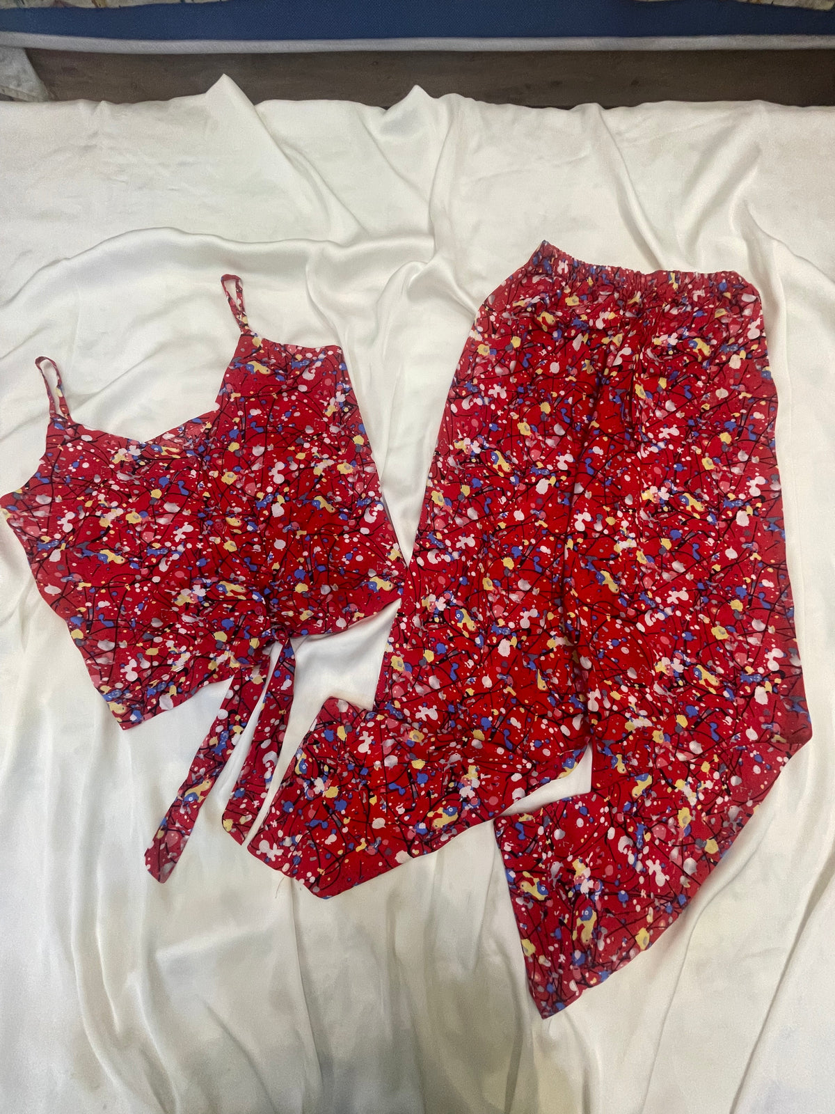 Knot front open cami trouser