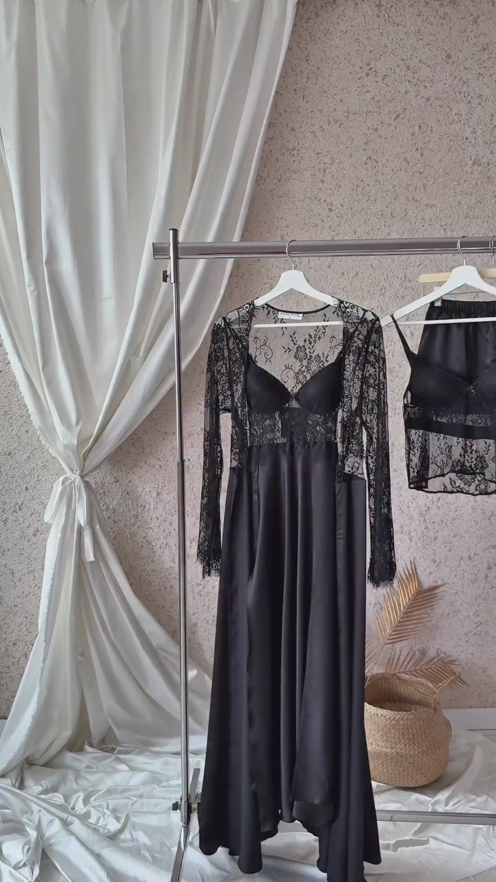 Black silk net full set