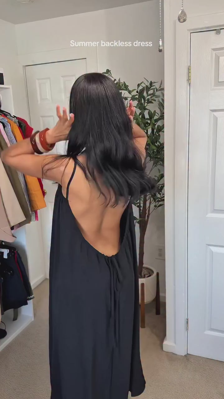 long linen cami black