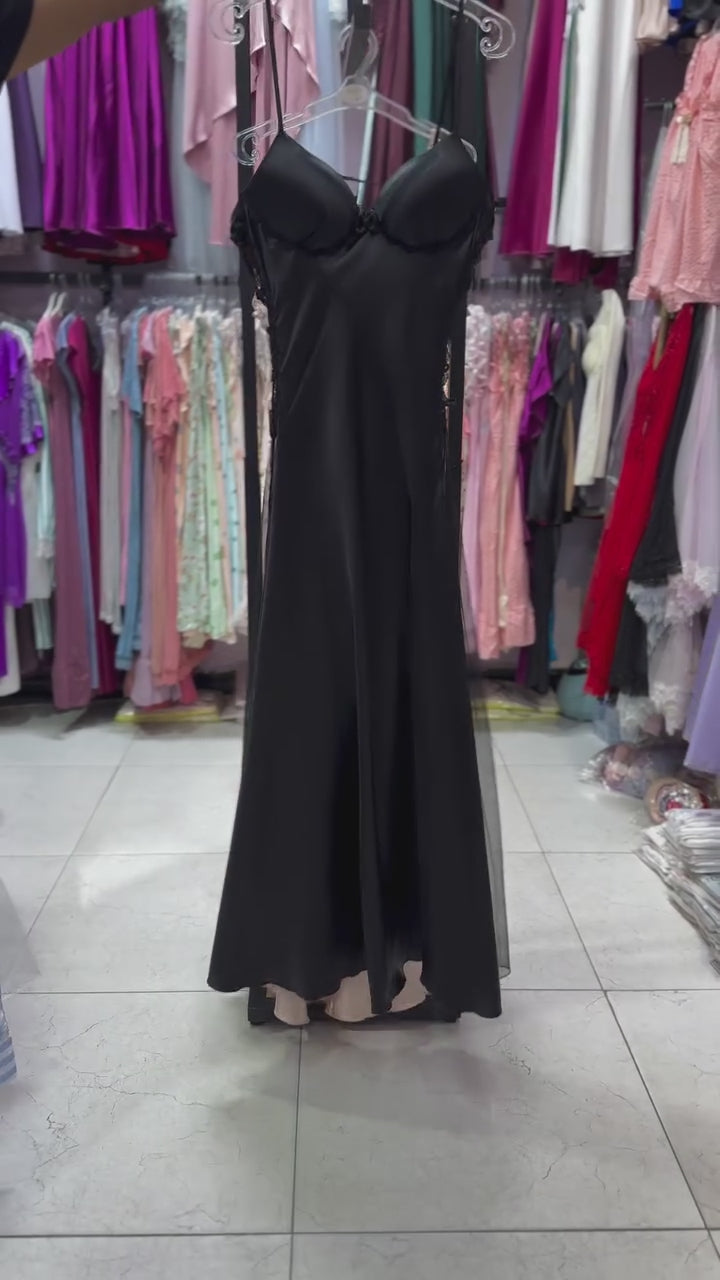 Silk padded cami (black)