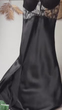 Load and play video in Gallery viewer, Silk black padded long cami,gown)
