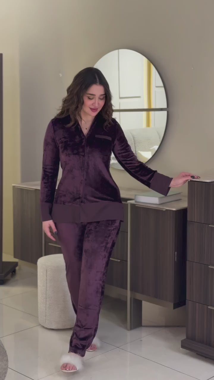 Purple Velvet shirt trouser