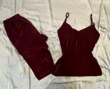 Load image into Gallery viewer, Maroon velvet cami trouser
