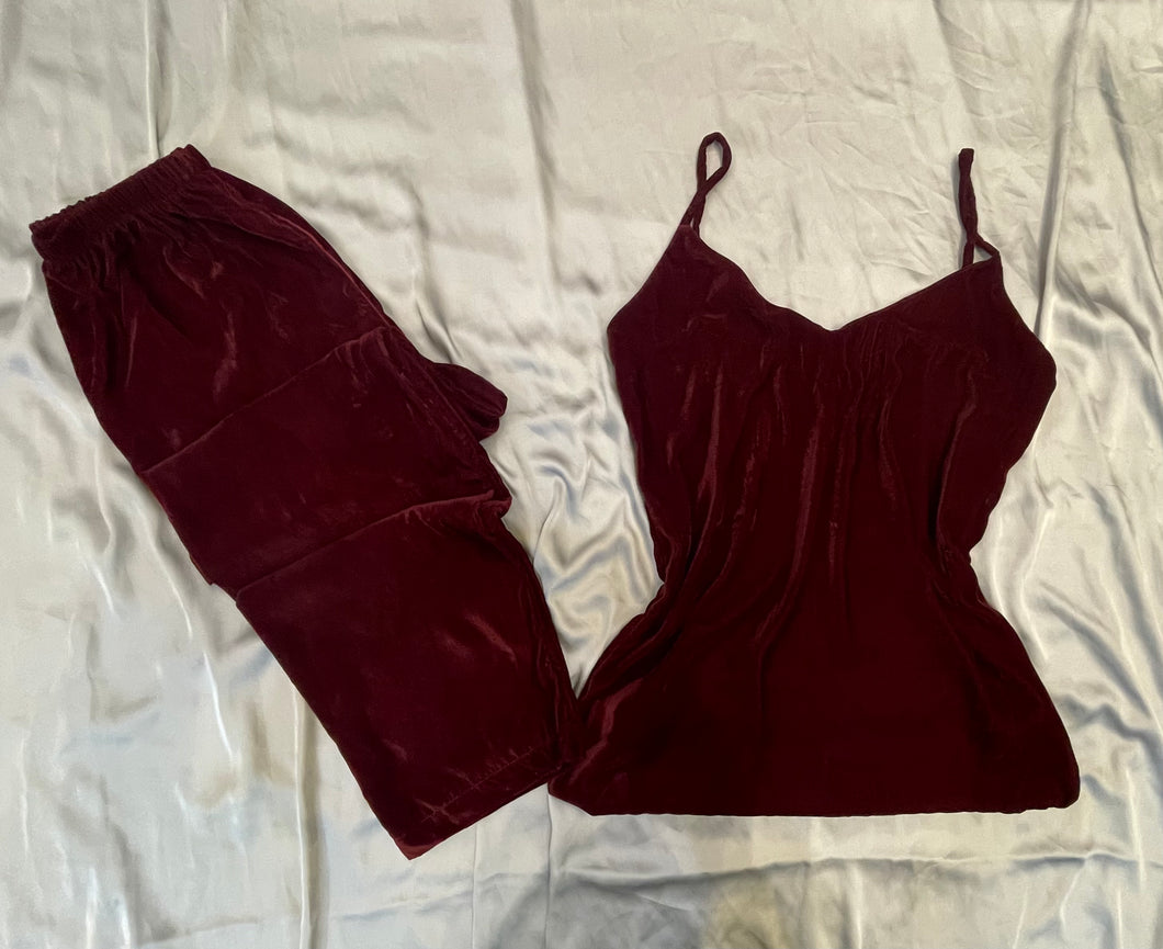 Maroon velvet cami trouser