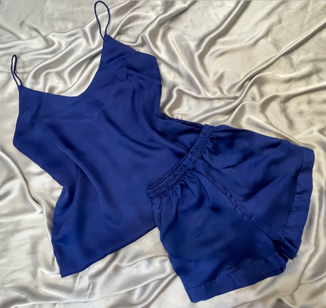 Royal Blue Satin Silk Camisets