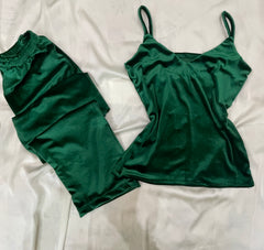 Velvet green cami trouser